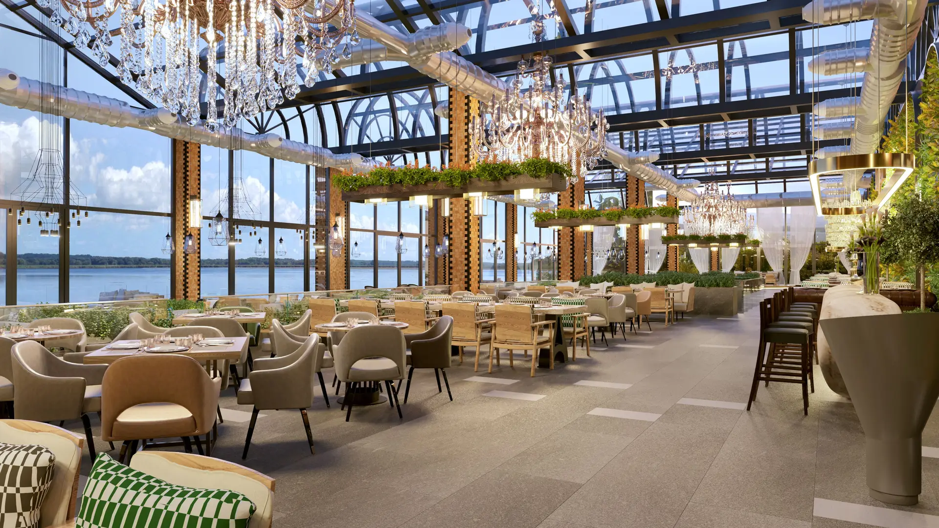 Eleganter Restaurantbereich mit Blick auf das Ambiente